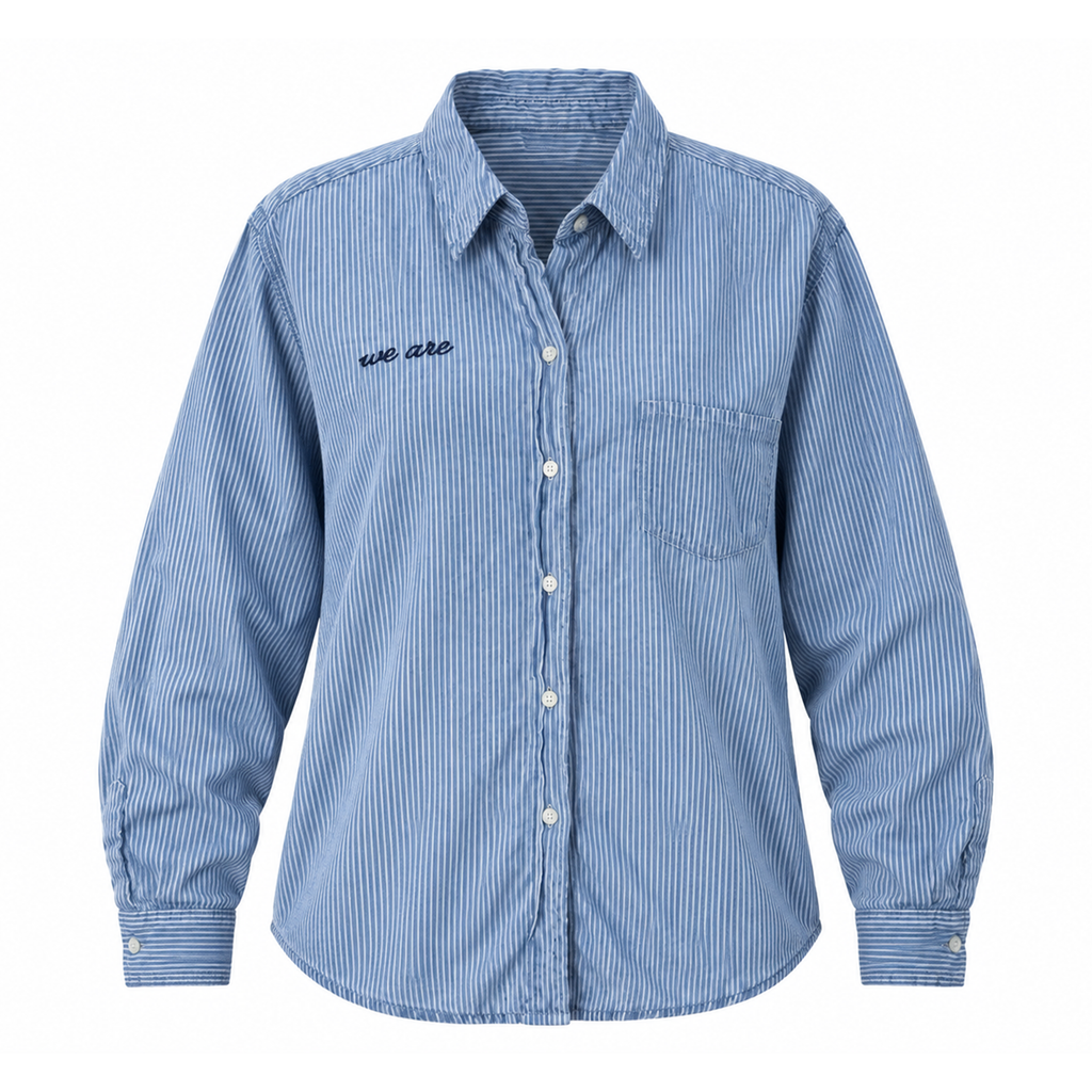 "We Are" Pinstripe Button Down