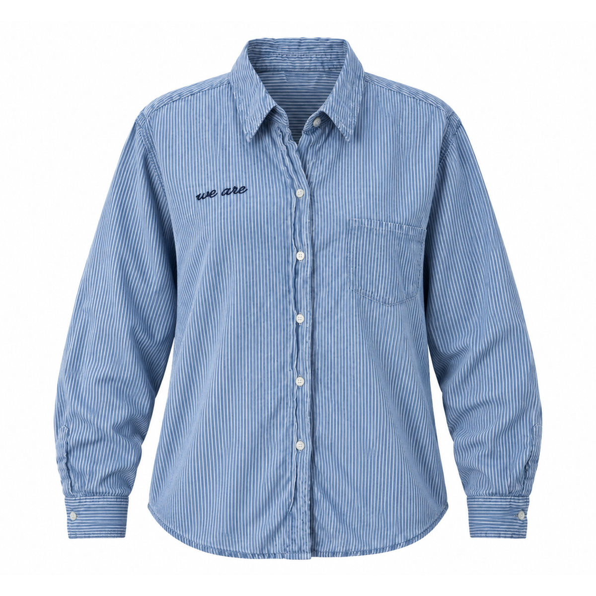 "We Are" Pinstripe Button Down