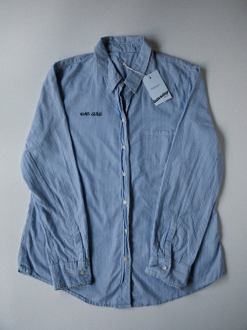 "We Are" Pinstripe Button Down