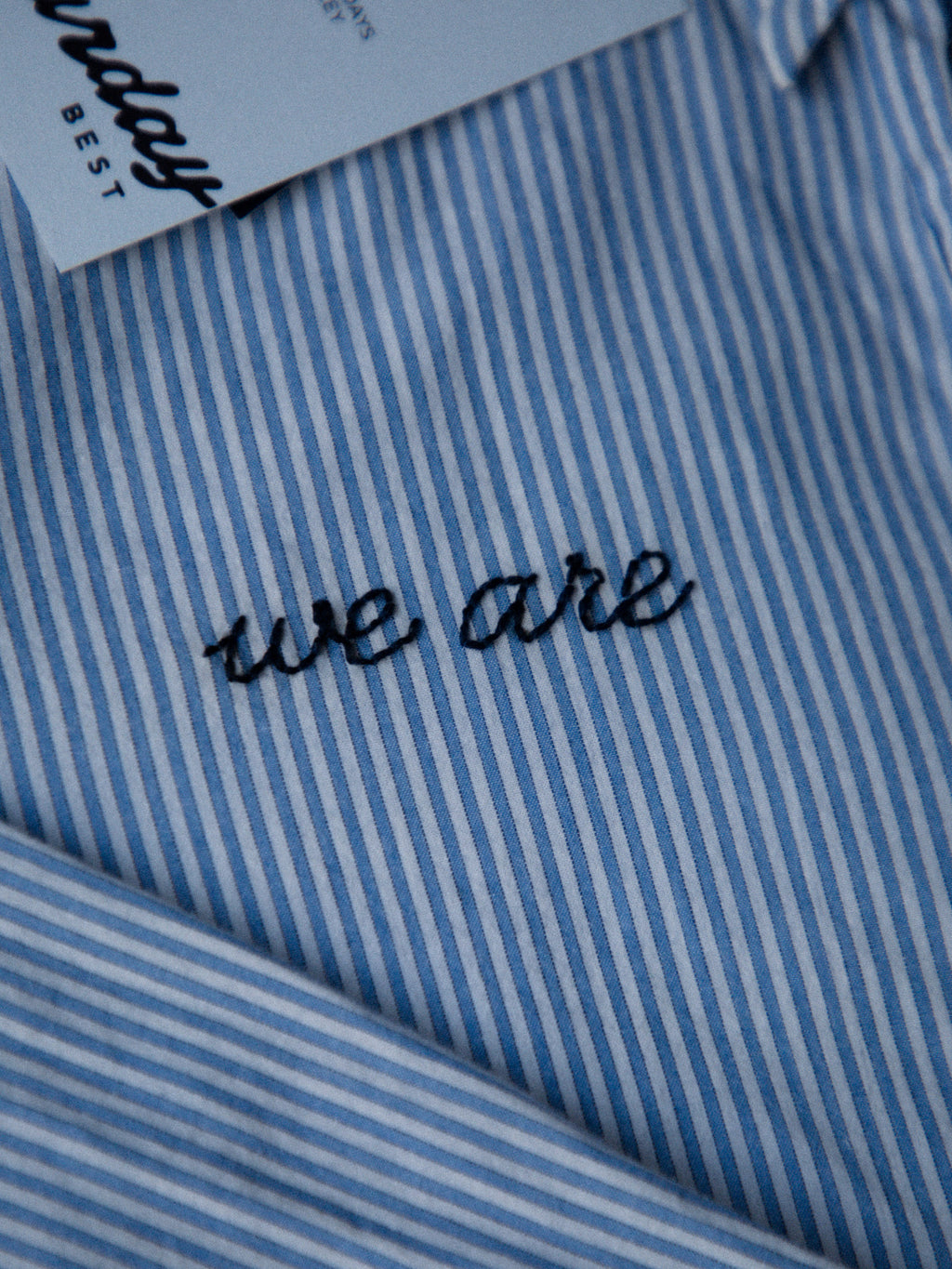 "We Are" Pinstripe Button Down