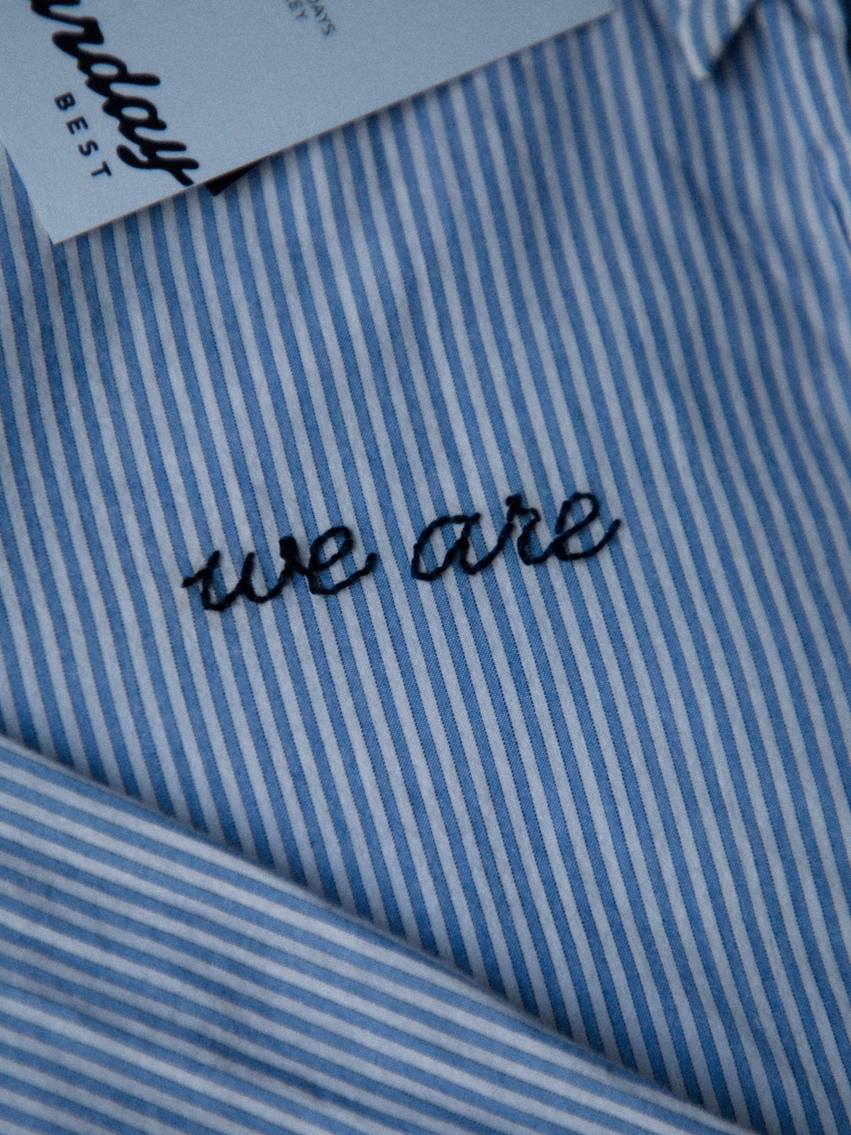 "We Are" Pinstripe Button Down